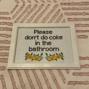 NWOT Handmade Cross Stitch with floral detail
